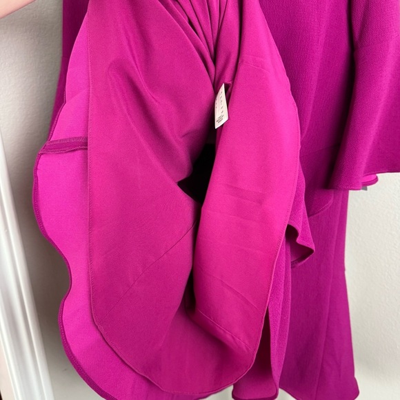 Eliza J Magenta Fuchasia Bell Sleeve Ruffle Dress Size 12 NEW - Picture 5 of 10